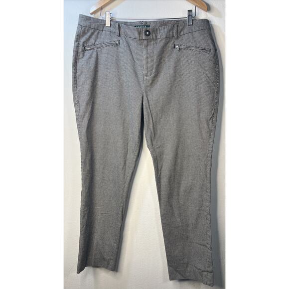 Ralph Lauren women's Size 16 W Pants flat front Houndstooth Black white Pockets